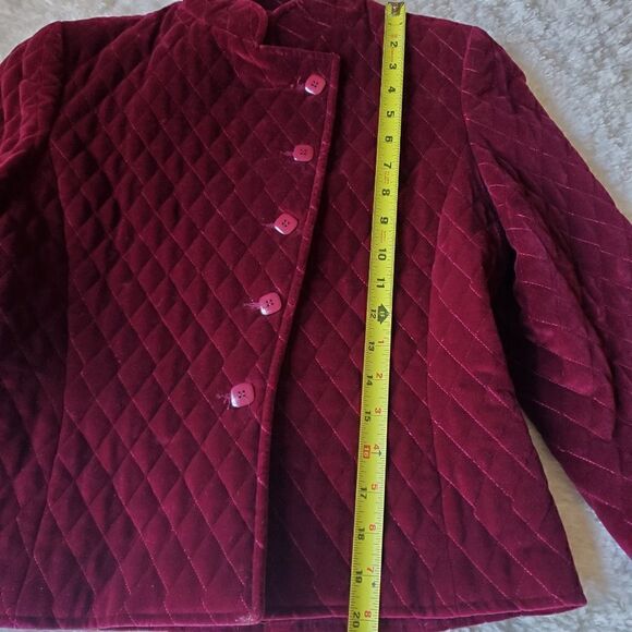 Vintage Gamut  Women's Quilted Blazer Military  Jacket Size XS Burgundy Preppy - Picture 4 of 11
